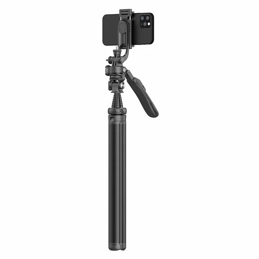 C05 Dual Fill Light Handheld Stabilizer Tripod Stand Floor Standing Adjustable Bluetooth Selfie Stick for Cell Phone Live Streaming
