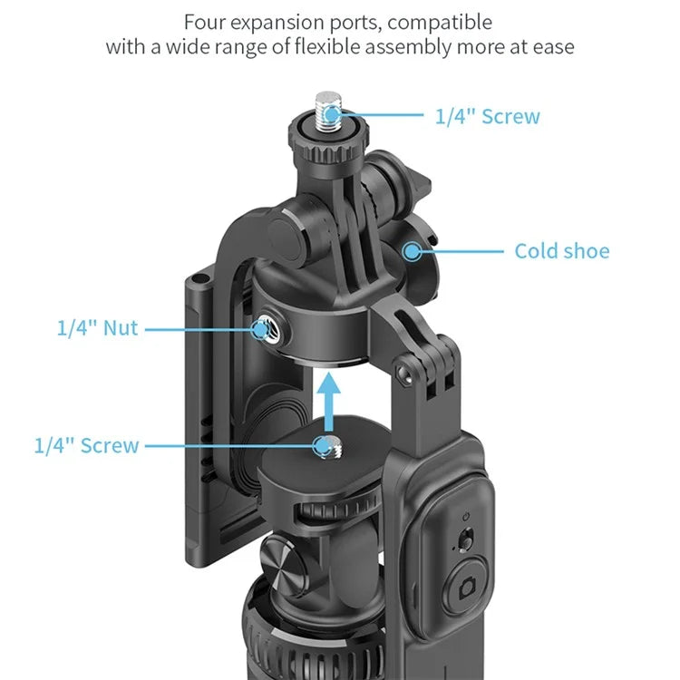 C05 Dual Fill Light Handheld Stabilizer Tripod Stand Floor Standing Adjustable Bluetooth Selfie Stick for Cell Phone Live Streaming