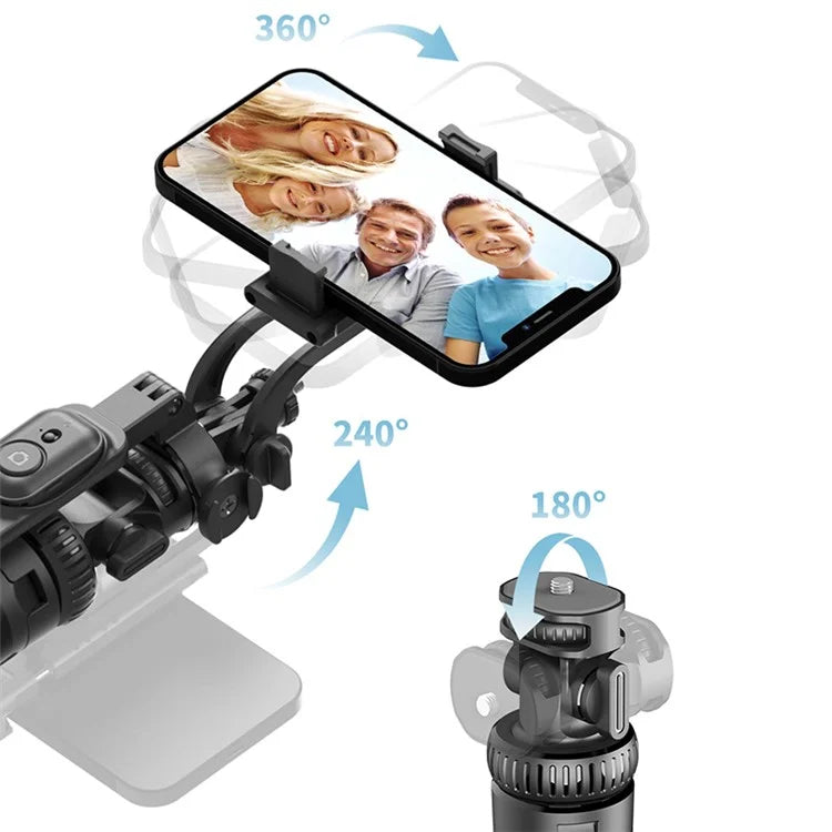 C05 Dual Fill Light Handheld Stabilizer Tripod Stand Floor Standing Adjustable Bluetooth Selfie Stick for Cell Phone Live Streaming