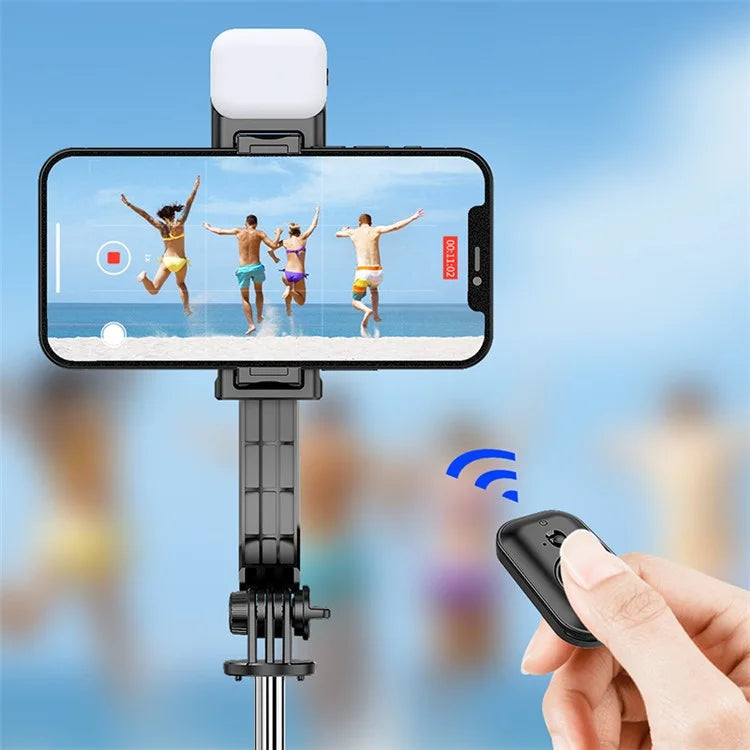 C01S Detachable Desktop Tripod Stand Multifunctional Portable Bluetooth Selfie Stick with Single Fill Light