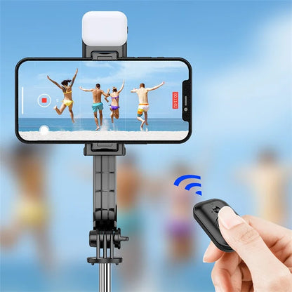 C01S Detachable Desktop Tripod Stand Multifunctional Portable Bluetooth Selfie Stick with Single Fill Light