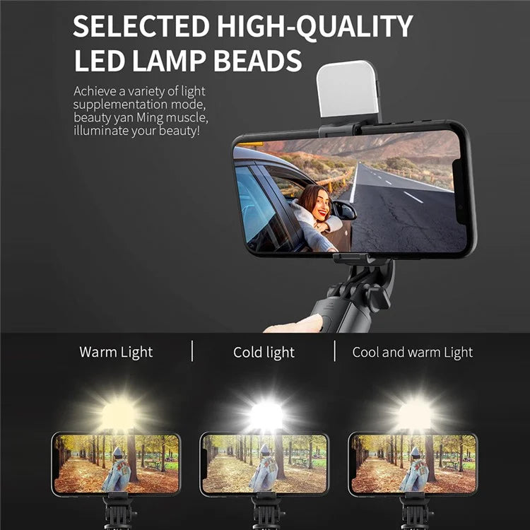 L03S Bluetooth Selfie Stick Aluminum Alloy Rod Telescopic Tripod Stand with Fill Light