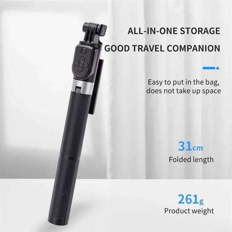 BT11 0.31-1.7m Telescopic Tripod Stand Phone Clip Holder Selfie Stick with Bluetooth Remote Control