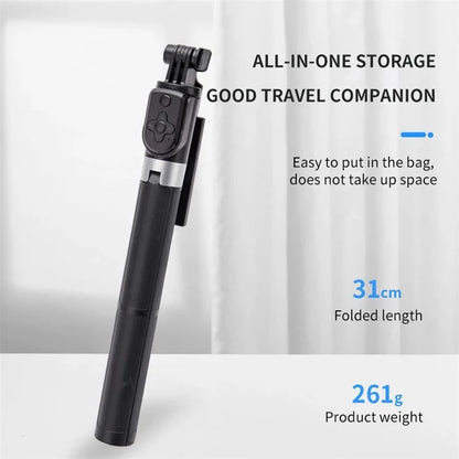 BT11 0.31-1.7m Telescopic Tripod Stand Phone Clip Holder Selfie Stick with Bluetooth Remote Control