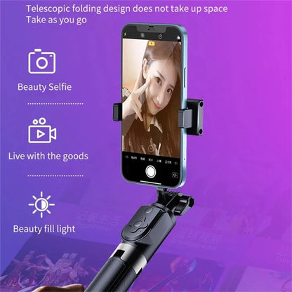 BT11 0.31-1.7m Telescopic Tripod Stand Phone Clip Holder Selfie Stick with Bluetooth Remote Control