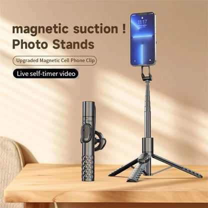 A67P-C Magnetic Phone Holder Tripod Aluminum Alloy+ABS Extendable Bluetooth Selfie Stick