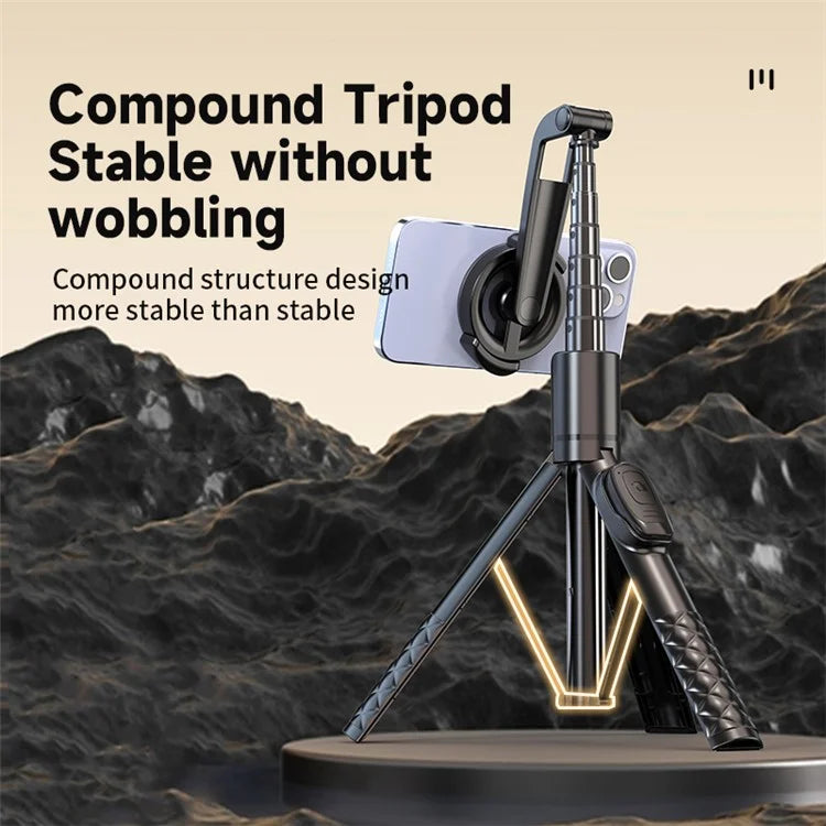 A67P-C Magnetic Phone Holder Tripod Aluminum Alloy+ABS Extendable Bluetooth Selfie Stick