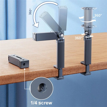 360° Rotating Metal Phone Holder Adjustable Phone Mount Stand for Travel Office Kitchen