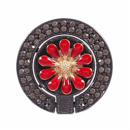 Round Phone Kickstand Adhesive Metal Phone Ring Holder Grip Flower Decoration