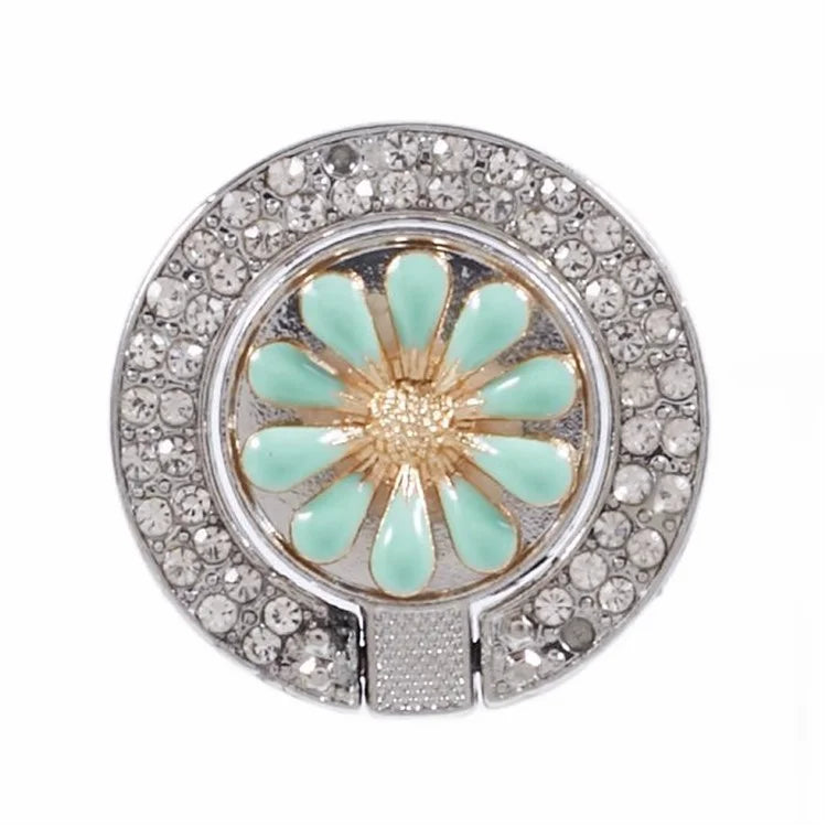 Round Phone Kickstand Adhesive Metal Phone Ring Holder Grip Flower Decoration