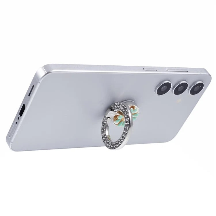 Round Phone Kickstand Adhesive Metal Phone Ring Holder Grip Flower Decoration