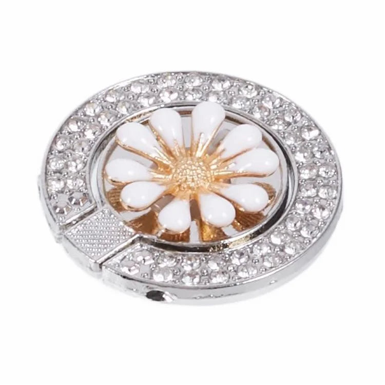 Round Phone Kickstand Adhesive Metal Phone Ring Holder Grip Flower Decoration