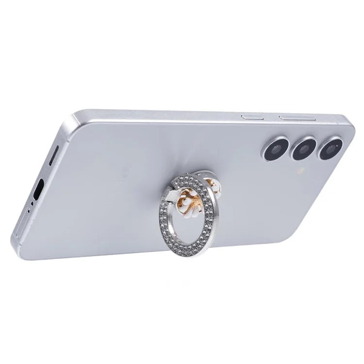 Round Phone Kickstand Adhesive Metal Phone Ring Holder Grip Flower Decoration
