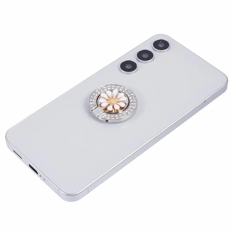Round Phone Kickstand Adhesive Metal Phone Ring Holder Grip Flower Decoration