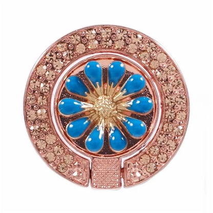 Round Phone Kickstand Adhesive Metal Phone Ring Holder Grip Flower Decoration