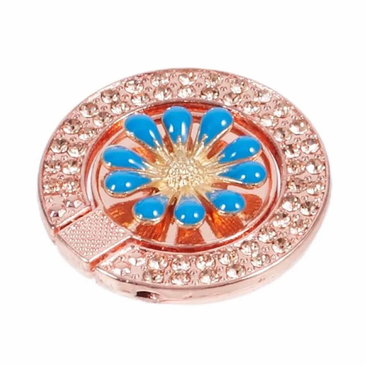 Round Phone Kickstand Adhesive Metal Phone Ring Holder Grip Flower Decoration