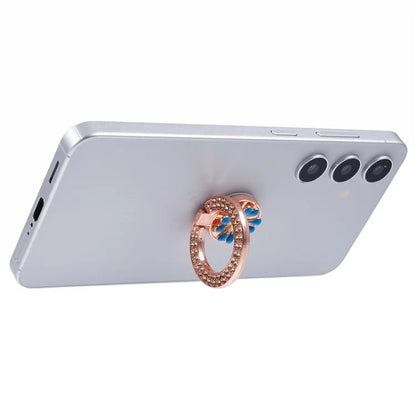 Round Phone Kickstand Adhesive Metal Phone Ring Holder Grip Flower Decoration