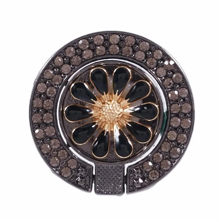 Round Phone Kickstand Adhesive Metal Phone Ring Holder Grip Flower Decoration