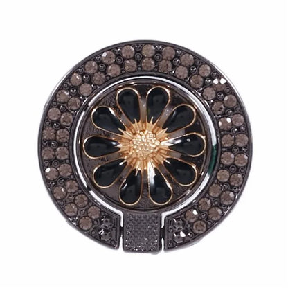 Round Phone Kickstand Adhesive Metal Phone Ring Holder Grip Flower Decoration