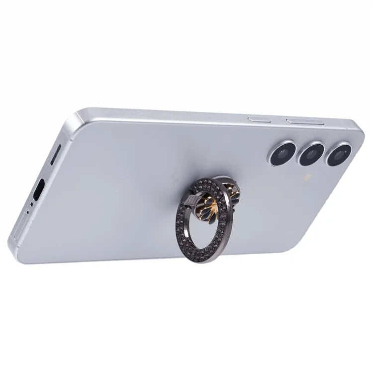 Round Phone Kickstand Adhesive Metal Phone Ring Holder Grip Flower Decoration