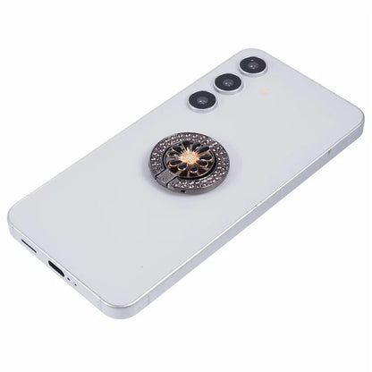 Round Phone Kickstand Adhesive Metal Phone Ring Holder Grip Flower Decoration
