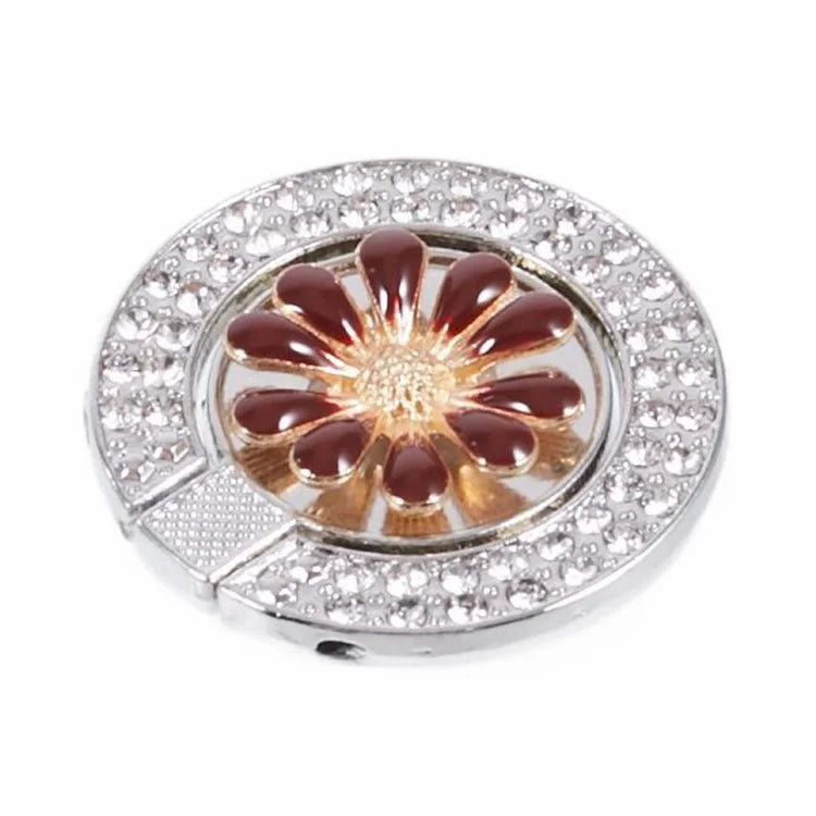 Round Phone Kickstand Adhesive Metal Phone Ring Holder Grip Flower Decoration