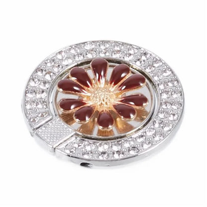 Round Phone Kickstand Adhesive Metal Phone Ring Holder Grip Flower Decoration