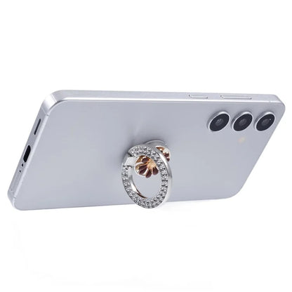 Round Phone Kickstand Adhesive Metal Phone Ring Holder Grip Flower Decoration