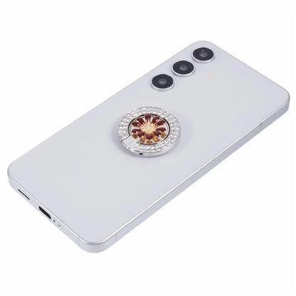 Round Phone Kickstand Adhesive Metal Phone Ring Holder Grip Flower Decoration