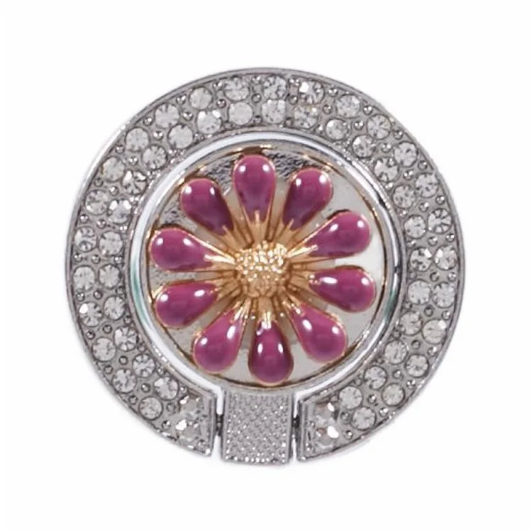 Round Phone Kickstand Adhesive Metal Phone Ring Holder Grip Flower Decoration