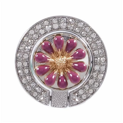 Round Phone Kickstand Adhesive Metal Phone Ring Holder Grip Flower Decoration