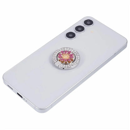 Round Phone Kickstand Adhesive Metal Phone Ring Holder Grip Flower Decoration