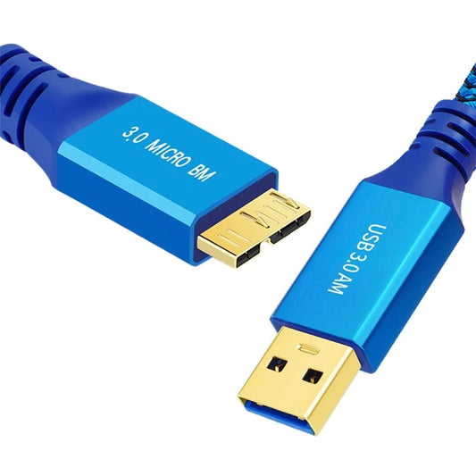 1m USB 3.0 Male to Micro USB 3.0 Male Nylon Braided Cable Data Transfer Charging Cord