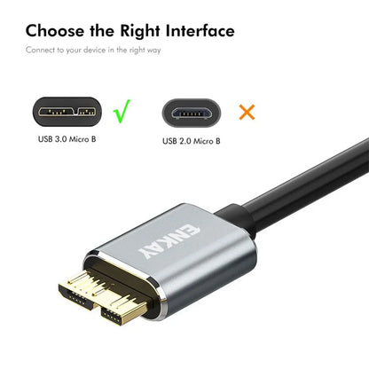ENKAY HAT PRINCE 1m USB 3.1 Type-C to USB 3.0 Micro B Cable for Camera Hard Drive Charging Data Cable
