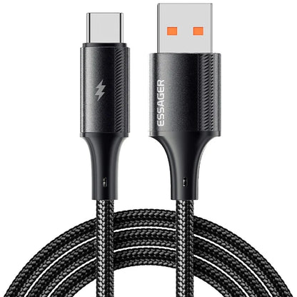 ESSAGER 1m USB-A to Type-C 120W Braided Cable for Xiaomi Phone Fast Charging Data Cable