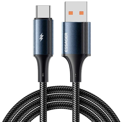 ESSAGER 1m USB-A to Type-C 120W Braided Cable for Xiaomi Phone Fast Charging Data Cable