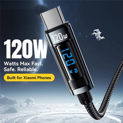ESSAGER EXC120-HCA0G-P 2m USB-A to Type-C for Xiaomi Fast Charging 120W Digital Display Data Cable