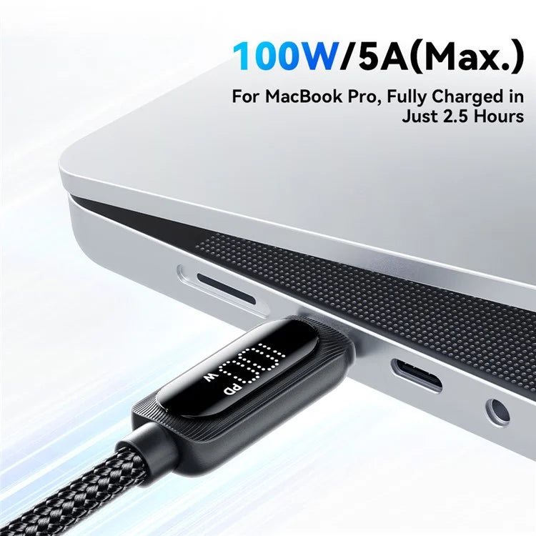 ESSAGER 1m Type-C to Type-C PD 100W Phone Laptop Fast Charging Cable Digital Display Data Cable