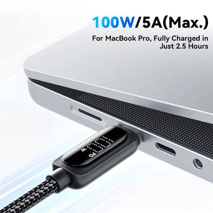 ESSAGER 1m Type-C to Type-C PD 100W Phone Laptop Fast Charging Cable Digital Display Data Cable