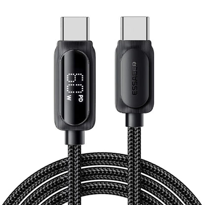 ESSAGER 3m Type-C to Type-C PD 60W Braided Data Cable Digital Display Fast Charging Cable