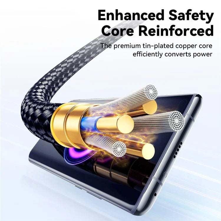 ESSAGER 3m Type-C to Type-C PD 60W Braided Data Cable Digital Display Fast Charging Cable
