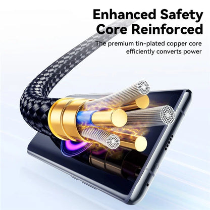 ESSAGER 3m Type-C to Type-C PD 60W Braided Data Cable Digital Display Fast Charging Cable