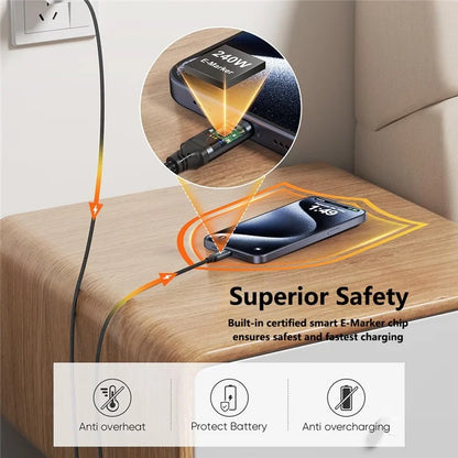CABLECREATION CC1304 1.83m Type-C to Type-C 240W Fast Charging Wire Nylon Braided Data Cable