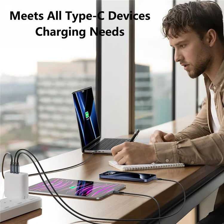 CABLECREATION CC1303 0.91m Type-C to Type-C 240W Fast Charging Braided Data Cable