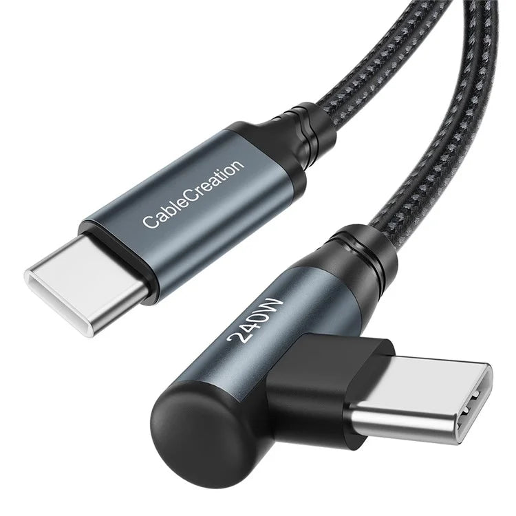 CABLECREATION CC1306 0.91m Type-C to Elbow Type-C 240W Fast Charging Nylon Braided Data Cable