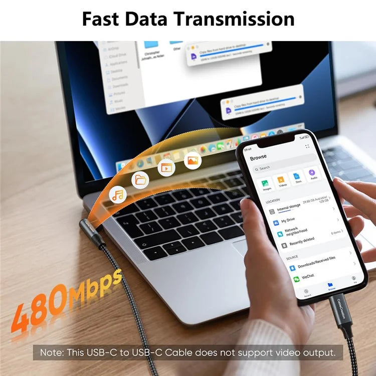 CABLECREATION CC1306 0.91m Type-C to Elbow Type-C 240W Fast Charging Nylon Braided Data Cable