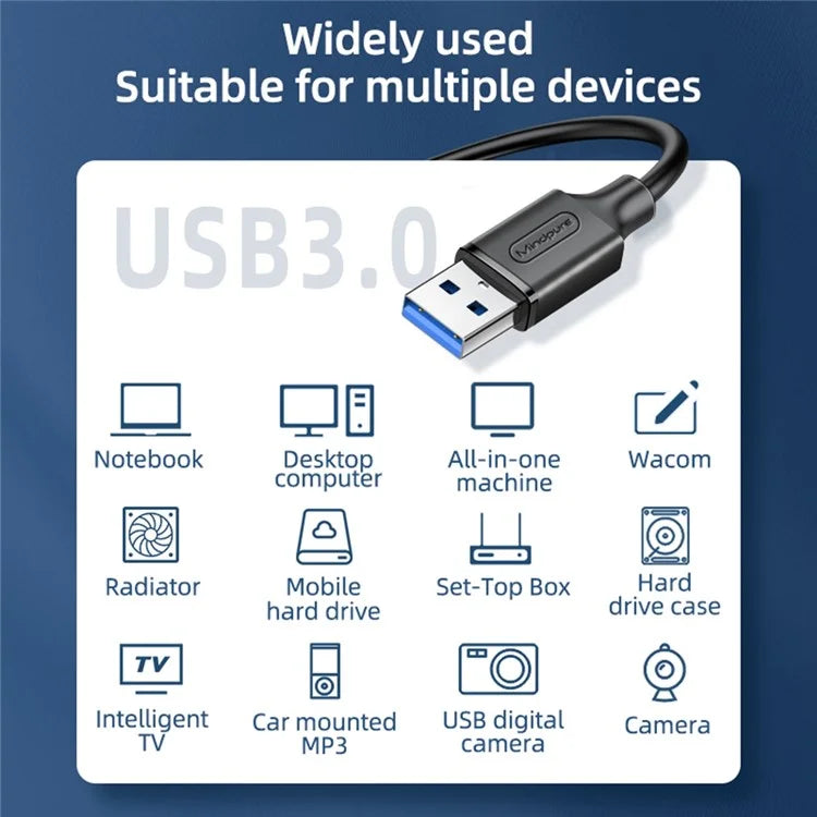 MINDPURE US101 2m High Speed Bi-Directional Data Transfer USB 3.0 Male to Male Extension Cable