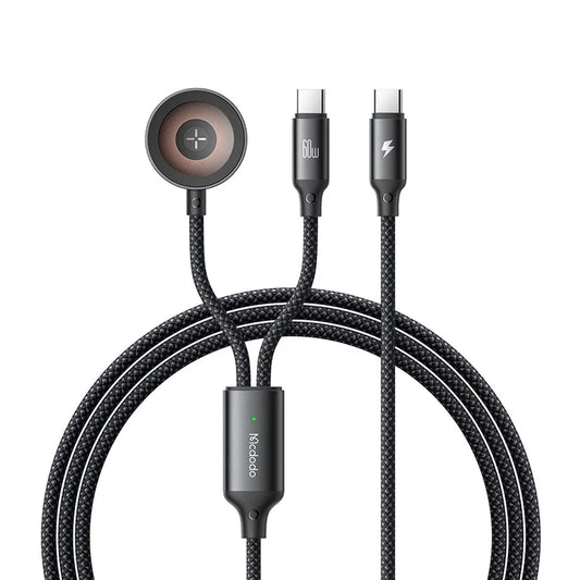 MCDODO CA-2200 1.2m Type-C to Type-C 60W Charging Cable with Wireless Charger for Apple Watch