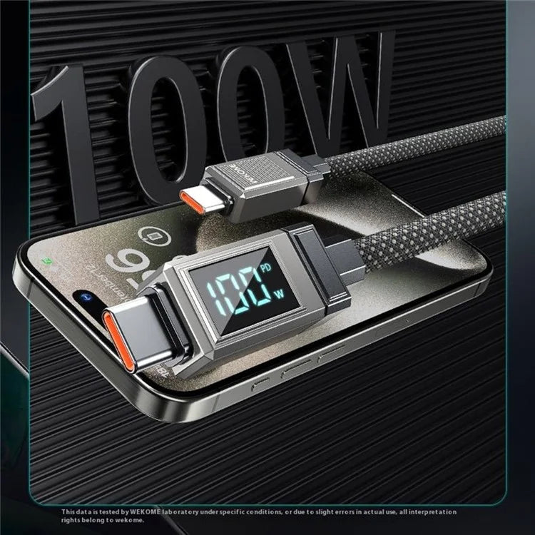 WEKOME WDC-41 Raython Series Type-C to Type-C 100W Super Fast Charging Data Cable with Smart Digital Display