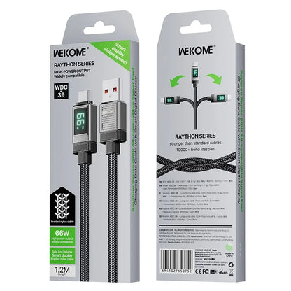 WEKOME WDC-39 Raython Series USB to Type-C 66W Super Fast Charging Data Cable with Smart Digital Display